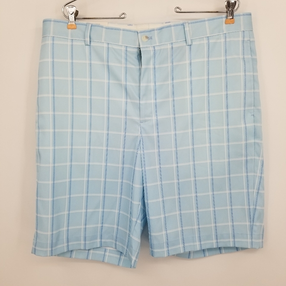 Nwt Greg Norman Mens Blue Plaid Shorts 